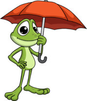 Žabák Avák s deštníkem